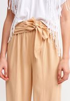 Women Beige Slit Detailed High Waist Trousers