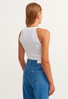 Bayan Beyaz Cut-Out Detaylı Halter Yaka Atlet