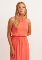 Bayan Pembe Halter-Neck Maxi Elbise