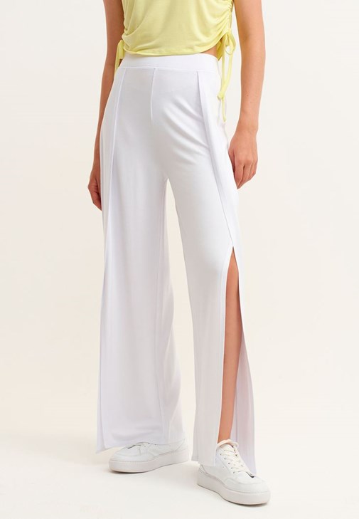 wide leg pants with side slits