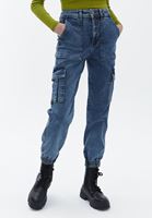 Women Blue Ultra High Rise Cargo Jogger Pants