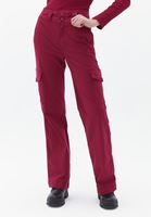 Women Bordeaux Mid Rise Cargo Pants