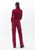 Women Bordeaux Mid Rise Cargo Pants