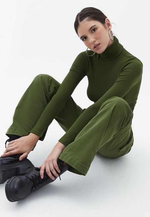 Green Mid Rise Cargo Pants Online Shopping | OXXOSHOP
