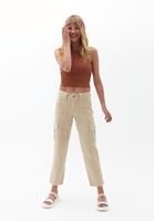 Women Beige Low Rise Cargo Pants