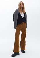 Women Brown Low Rise Wide Leg Cargo Pants