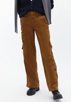 Women Brown Low Rise Wide Leg Cargo Pants