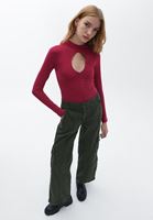 Women Green Low Rise Wide Leg Cargo Pants