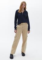 Women Beige Low Rise Wide Leg Cargo Pants