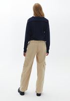 Women Beige Low Rise Wide Leg Cargo Pants