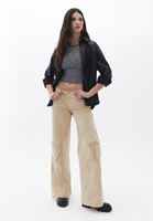 Women Beige Low Rise Baggy Fit Cargo Pants