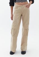 Women Beige Low Rise Baggy Fit Cargo Pants