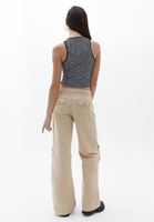 Women Beige Low Rise Baggy Fit Cargo Pants