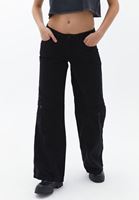 Women Black Low Rise Baggy Fit Cargo Pants