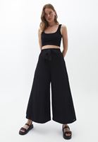 Bayan Siyah Ultra Yüksek Bel Wide-Leg Pantolon