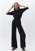 Bayan Siyah Boyfriend Cepli Gömlek ( TENCEL™ )