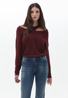Bayan Bordo Cut-Out Detaylı Triko