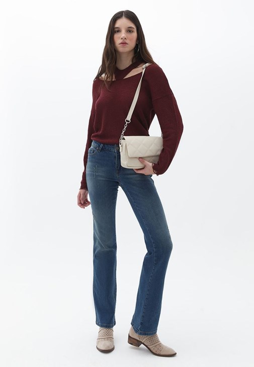 Cut-Out Triko ve Flare Pantolon Kombini