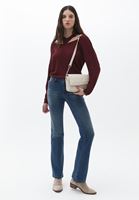 Bayan Bordo Cut-Out Detaylı Triko