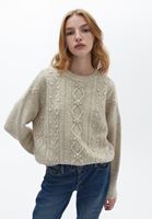 Bayan Bej Loose-Fit Triko Kazak