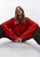 Bayan Turuncu Loose-Fit Triko Kazak
