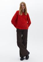 Bayan Turuncu Loose-Fit Triko Kazak