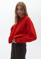 Bayan Turuncu Loose-Fit Triko Kazak
