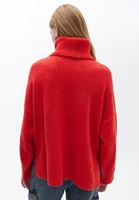 Women Red Kniwear Sweater with Zipper