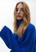 Women Blue Kniwear Sweater with Zipper