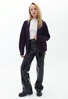 Women Purple Knitwear Cardigan with Buttons