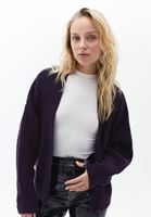 Women Purple Knitwear Cardigan with Buttons