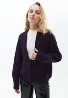 Women Purple Knitwear Cardigan with Buttons