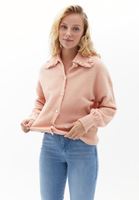 Bayan Pembe Yaka Detaylı Loose-Fit Hırka