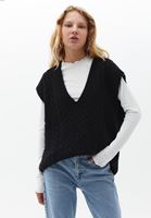 Women Black V-Neck Knitwear Pullover