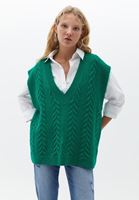 Women Green V-Neck Knitwear Pullover