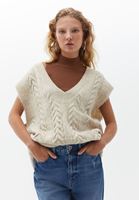 Women Beige V-Neck Knitwear Pullover