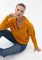 Women Yellow Knitwear Sweater with Neckline Detail