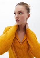 Women Yellow Knitwear Sweater with Neckline Detail