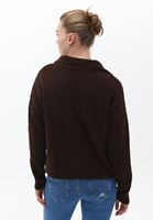 Women Brown Knitwear Sweater with Neckline Detail