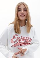 Women Cream Oversize Printed Sweatshirt