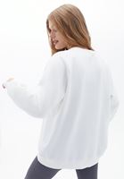 Women Cream Oversize Printed Sweatshirt