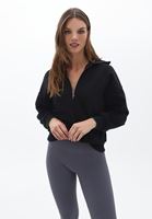 Women Black Zippered Sweatshirt