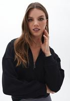 Women Black Zippered Sweatshirt