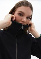 Women Black Zippered Sweatshirt