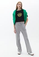 Women Grey High Waisted Wide-Leg Trousers