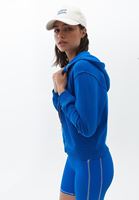 Women Blue Hooded Cardigan