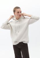 Women Beige Hooded Sweatshirt