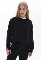 Bayan Siyah Pamuklu Oversize Sweatshirt