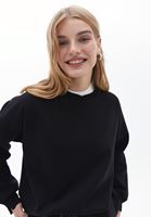 Bayan Siyah Pamuklu Oversize Sweatshirt