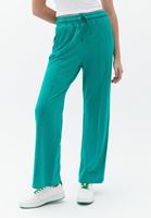 Women Green High Waisted Wide-Leg Trousers